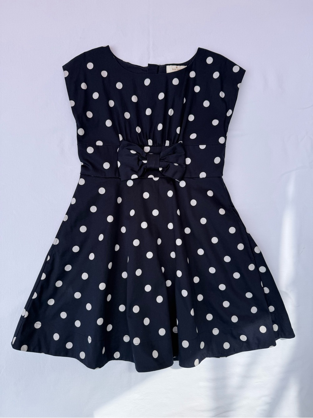 kate spade Navy and White Polka Dot Bow-Applique Dress